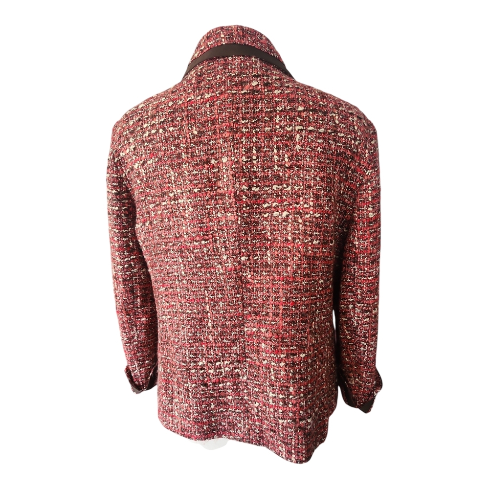 Talbots Red and Black Wool Blend Tweed Jacket 12 - Picture 5 of 9
